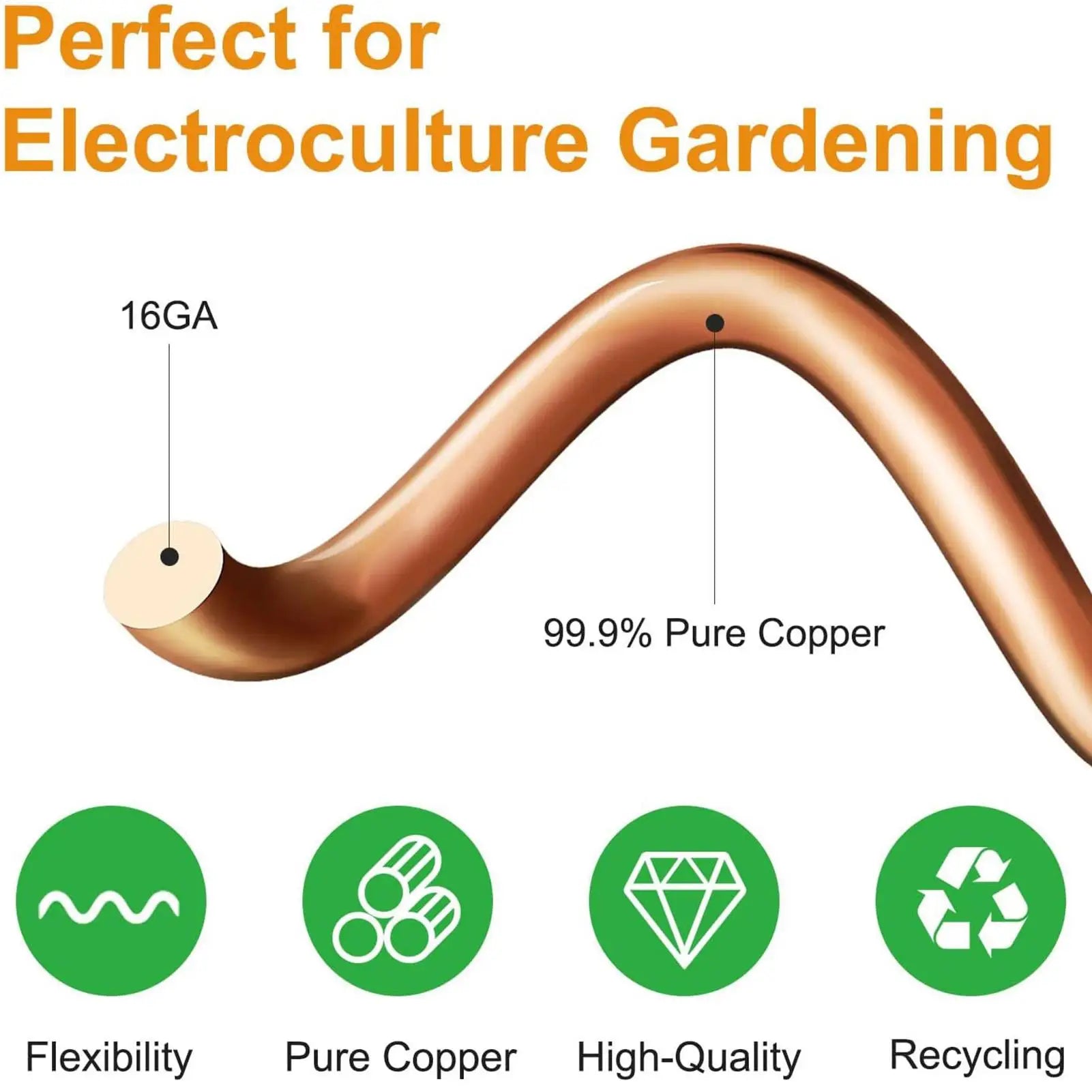 6Pcs Electroculture Plant Stakes Gardening Copper Coil Antennas Bonsai Fixing Rod Plants Using for Growing Garden Plants Fruits Oasis Select