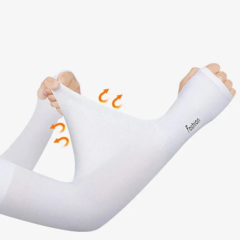 Summer Ice Silk Long Sleeves Anti-Sunburn Arm Cover Men Women Cuff New Cool Hand Sleeves Anti-UV Cycling Arm Sleeve Fingerless Oasis Select