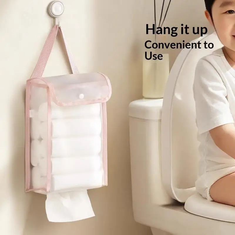 SUSU 1PCS Wall Mounted Tissue Holder Bag Waterproof Hanging Storage Pouch Multi Purpose Organizer for Bathroom Kitchen Oasis Select