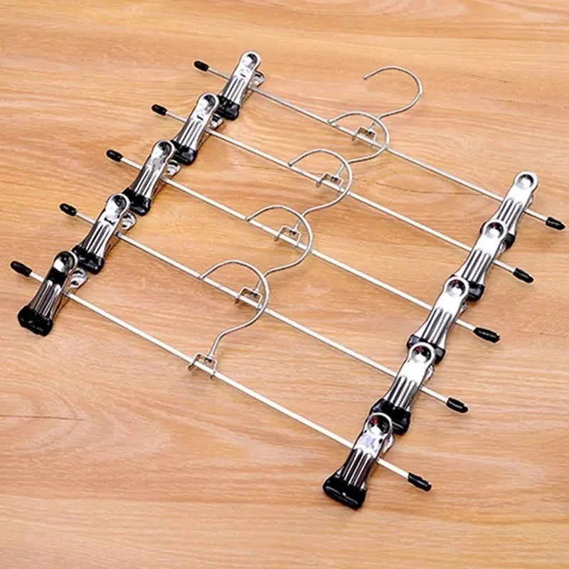 Metal Windproof Clothes Hanger with Adjustable Clips Non‑Slip Drying Hanger for Pants Coat Closet Storage Organizer Rack Oasis Select