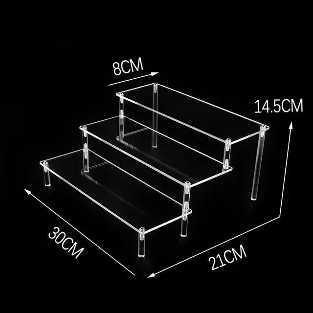 1–5 Tier Acrylic Display Stand | Riser Shelf Rack – Clear & Black