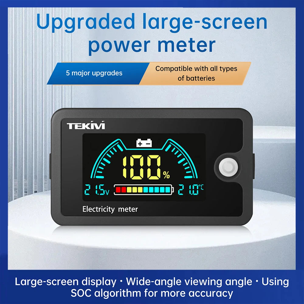 DC 8-100V LCD Digital Voltmeter Ternary/Lithium Iron Phosphate/Lead Acid Battery Capacity Indicator With Temperature Alarm Oasis Select