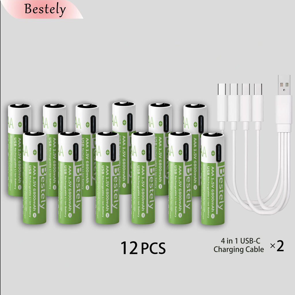New AA 12000mAh+AAA 6800mAh Rechargeable Batteries Lithium-ion 1.5V AA Rechargeable Batteries 1.5V AAA Battery with USB-C Cables Oasis Select 12PCS Batteries 1.5V China Mainland