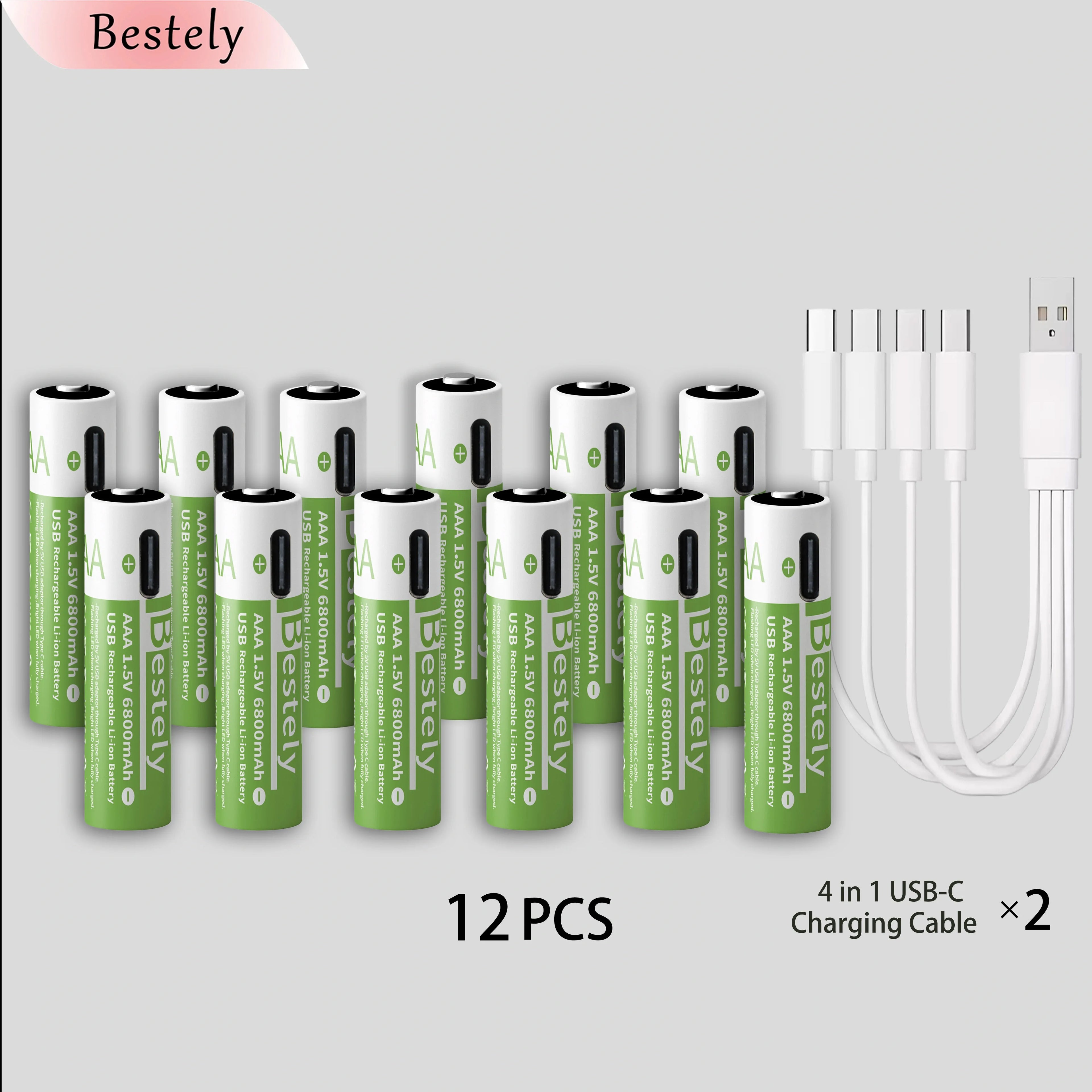 New AA 12000mAh+AAA 6800mAh Rechargeable Batteries Lithium-ion 1.5V AA Rechargeable Batteries 1.5V AAA Battery with USB-C Cables Oasis Select 12PCS Batteries 1.5V China Mainland