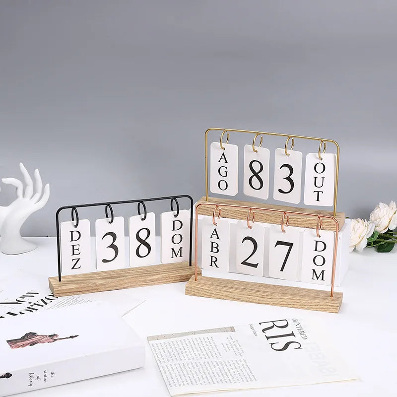 Creative Desk Decoration Mini Wooden DIY Calendar Tabletop Wooden Desk Calendar Crafts Holiday Decoration Oasis Select