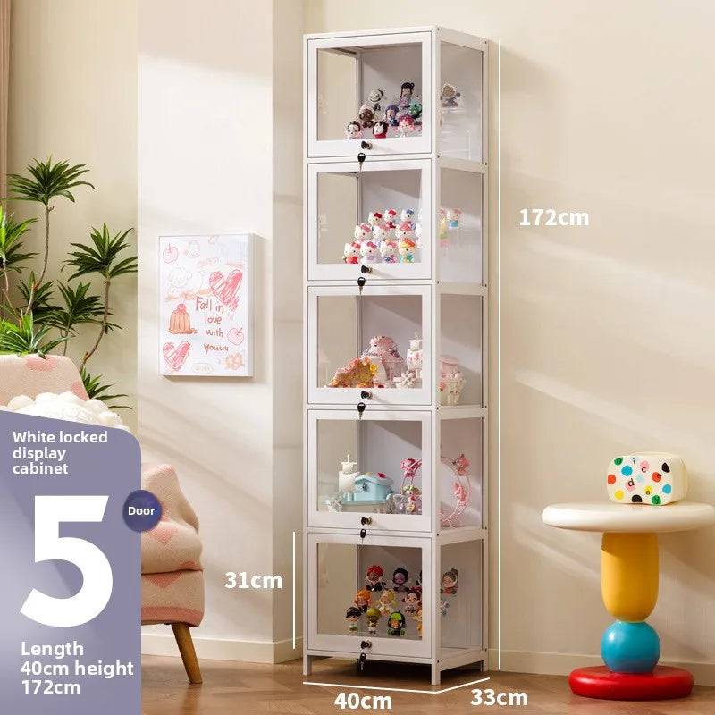 Figure Cabinet Transparent Lego Display Cabinet with Lock Household Blind Box Ornament Accessories Millet Storage Secondary Oasis Select Five doors 40 long