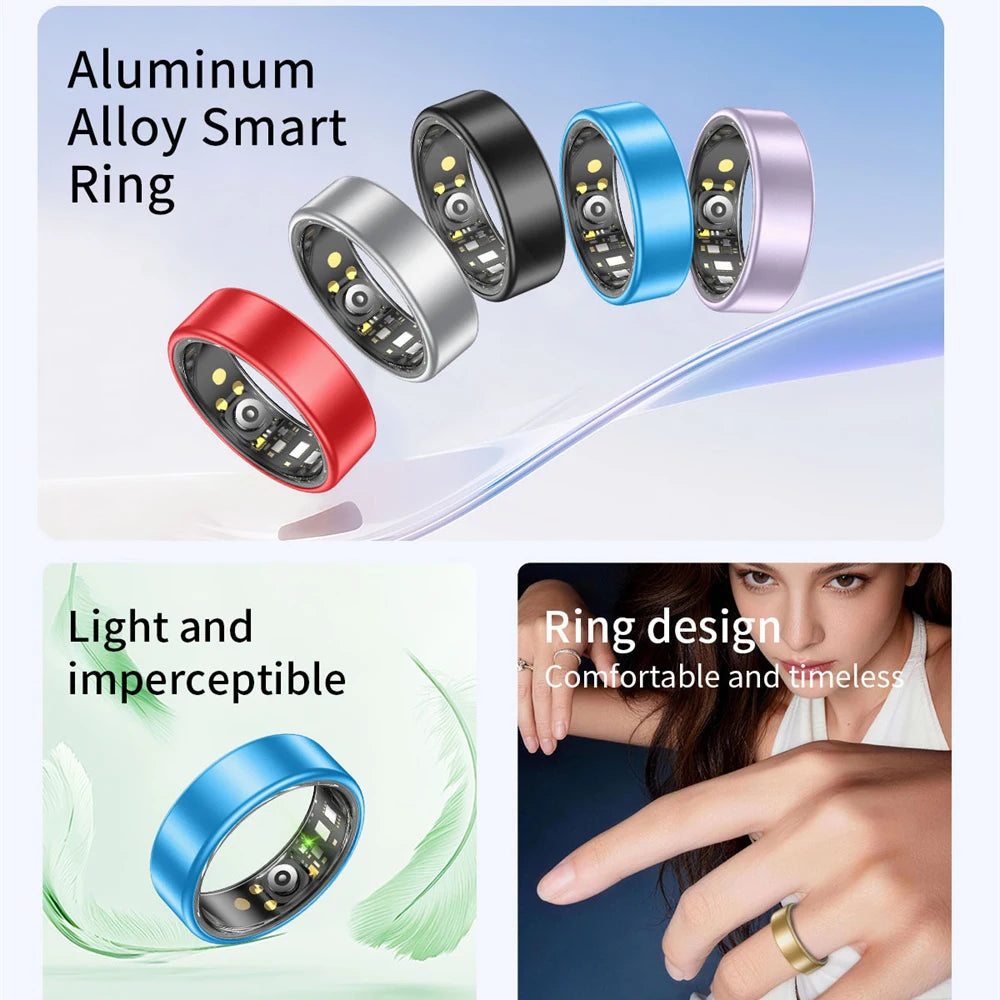 Colorful Smart Ring Women Men Couple SmartRing Heart Rate Monitor Waterproof 100+Sport Modes Super Light Skin-friendly Wristring Oasis Select