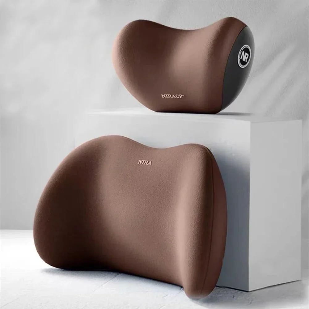 Car Pillow Headrest Neck Pillow Memory Foam Cervical Lumbar Support Car Headrest Back Pad Back Pillow Office Car Interior Acces Oasis Select Brown Suit