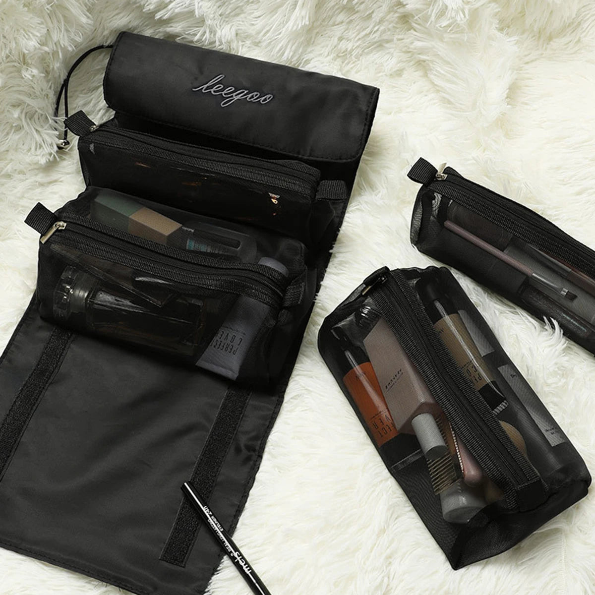 Travel Portable Foldable Large Capacity Detachable Four In One Toiletries And Cosmetics Storage Bag Oasis Select