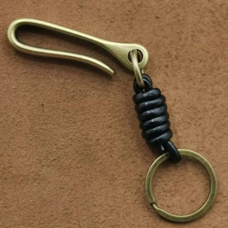 Vintage Leather Keychain Bag Accessories High Quality Cowhide Men's Car Keychain Fashion U-shaped Waist Hook Decorative Gift Oasis Select 04