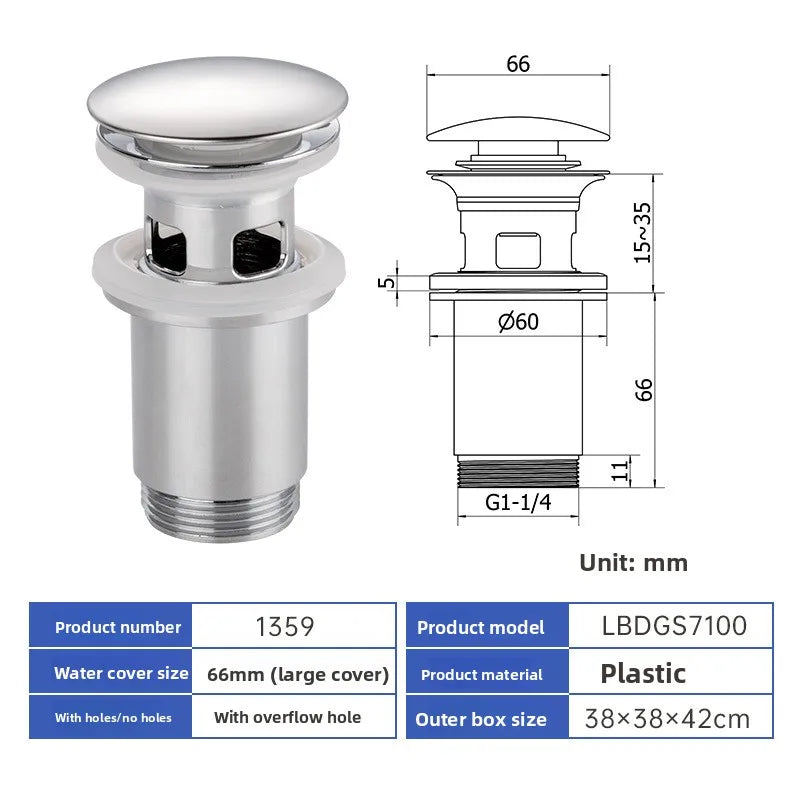 Pop Up Drain Stopper with Overflow, Lavatory Basin Drain without Overflow Black, Chrome or Oil Rubbed Bronze or Antique Oasis Select 1359-