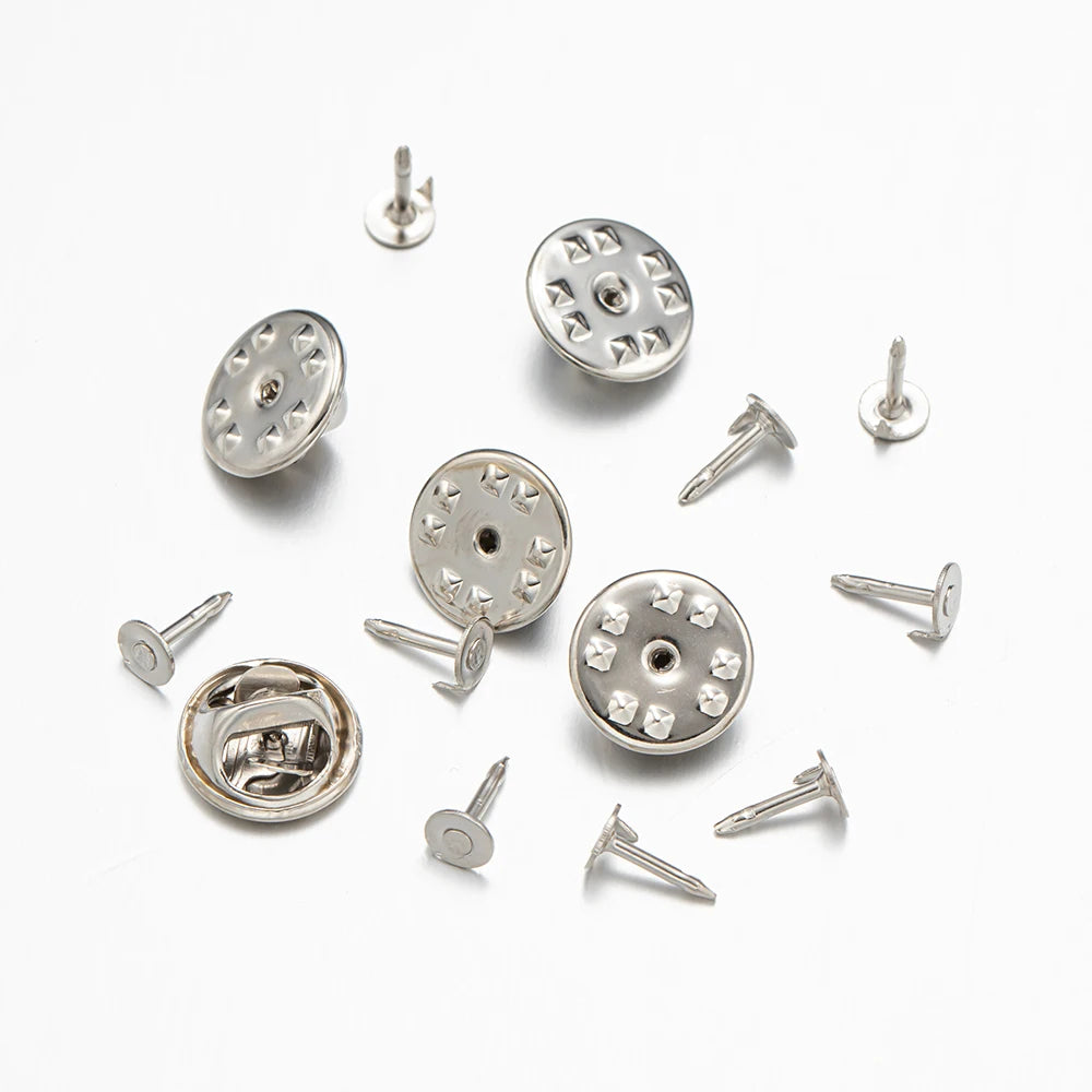 50pcs Nail Tie Tack Lapel Pin Back Clutch Scatter Butterfly Clasp Squeeze Round Pinch Clip Brooch Jewelry Crafts Oasis Select rhodium