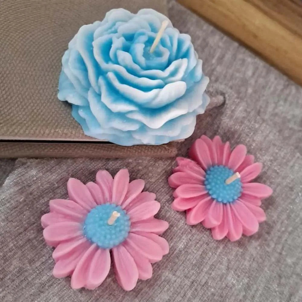 3D Daisy Peony Flower Silicone Mold – Candle Soap Resin
