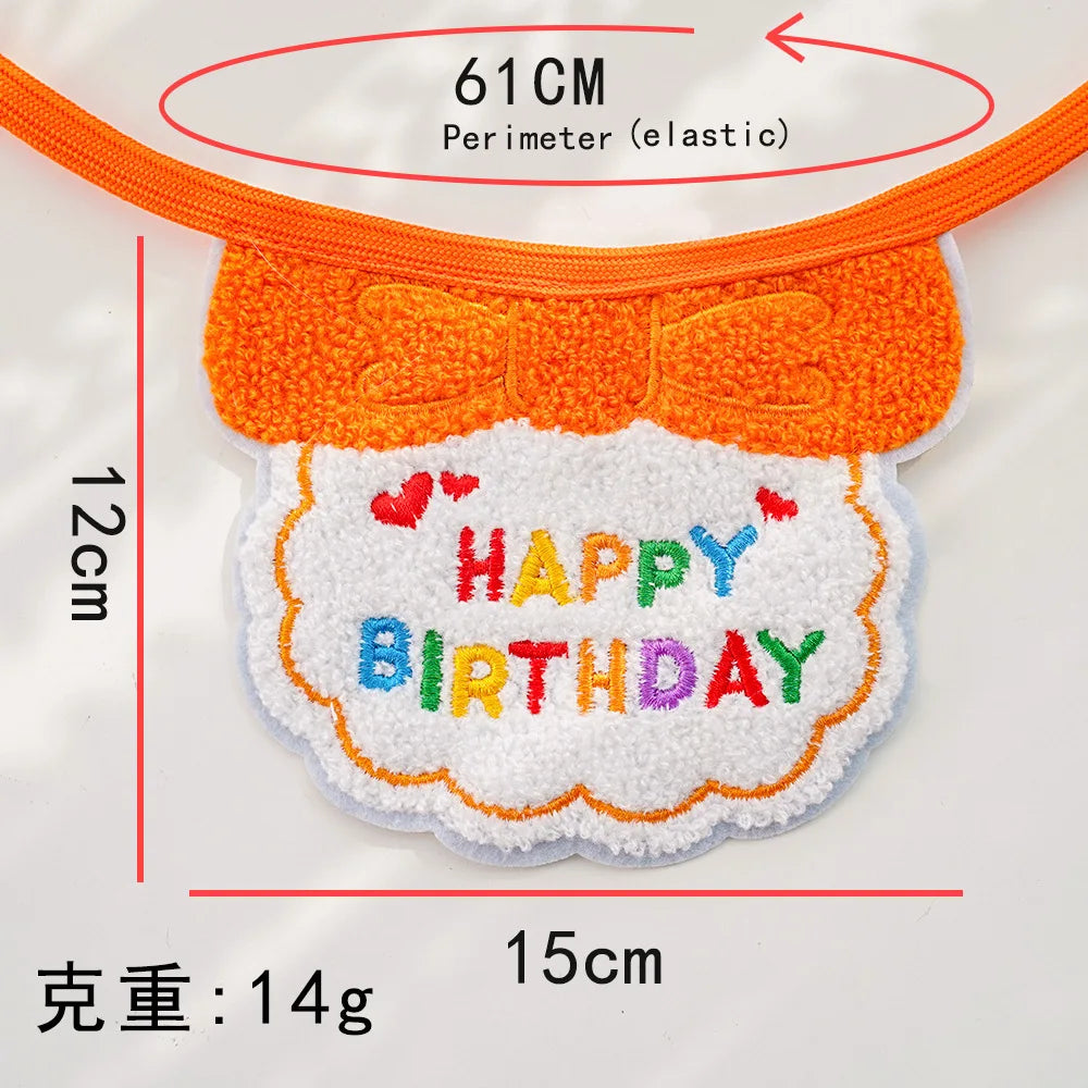 Pet Dog Cat Birthday Dress Bib Party Supplies Saliva Towel Felt Hat