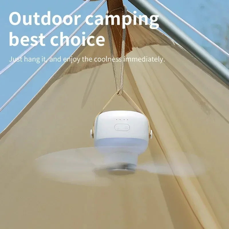 Portable Camping Ceiling Fan – Rechargeable, Remote & LED