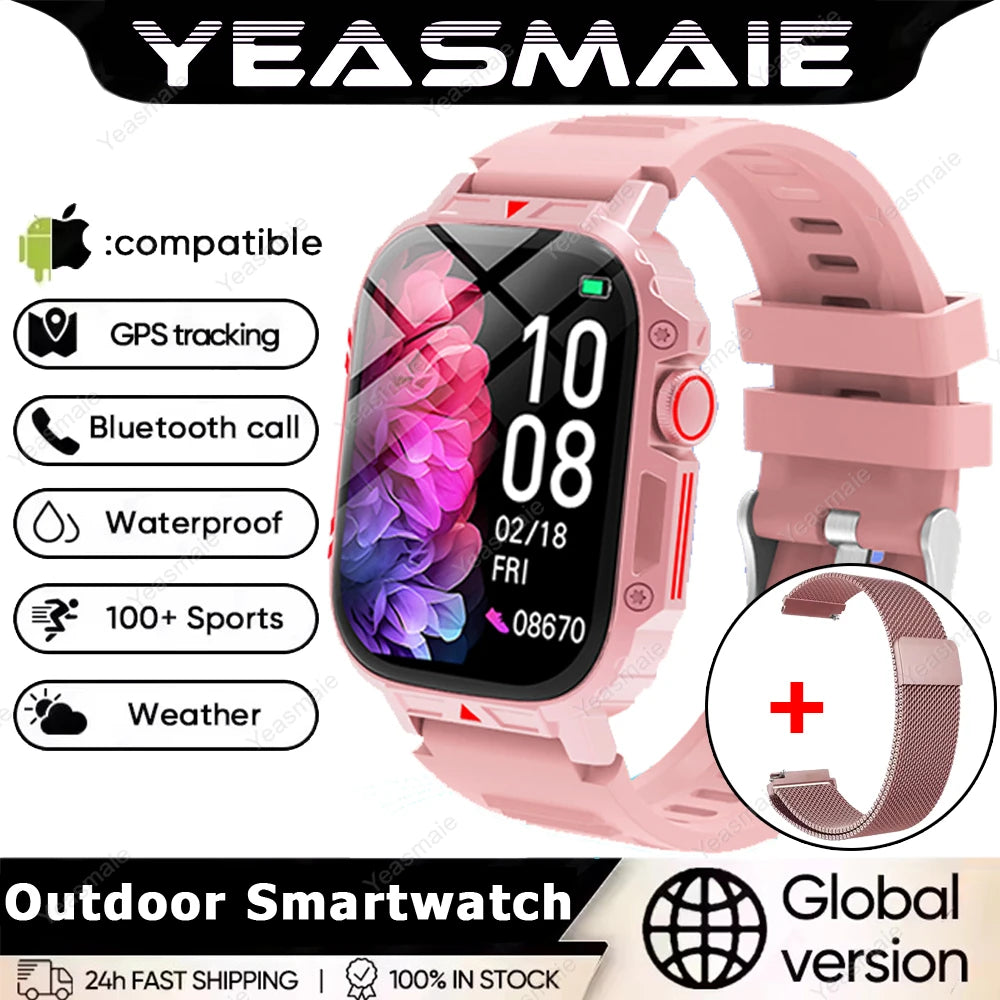 Rugged Military Smart Watch 1.95" Bluetooth Fitness Tracker
