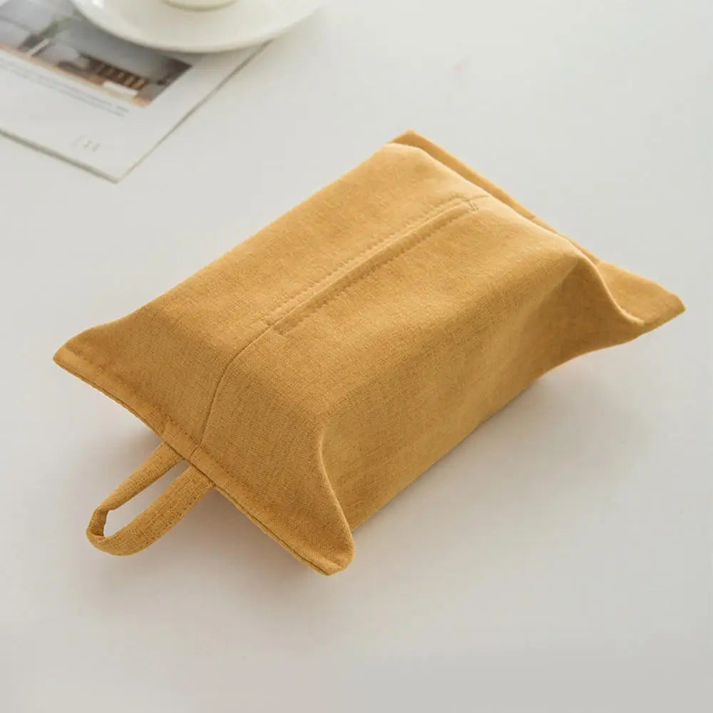 Japanese Style Hanging Napkin Holder Cover Cosmetic Box Case Canvas Cloth Tissue Box Pouch Organizer Home Office Car Accessories Oasis Select Yellow 1