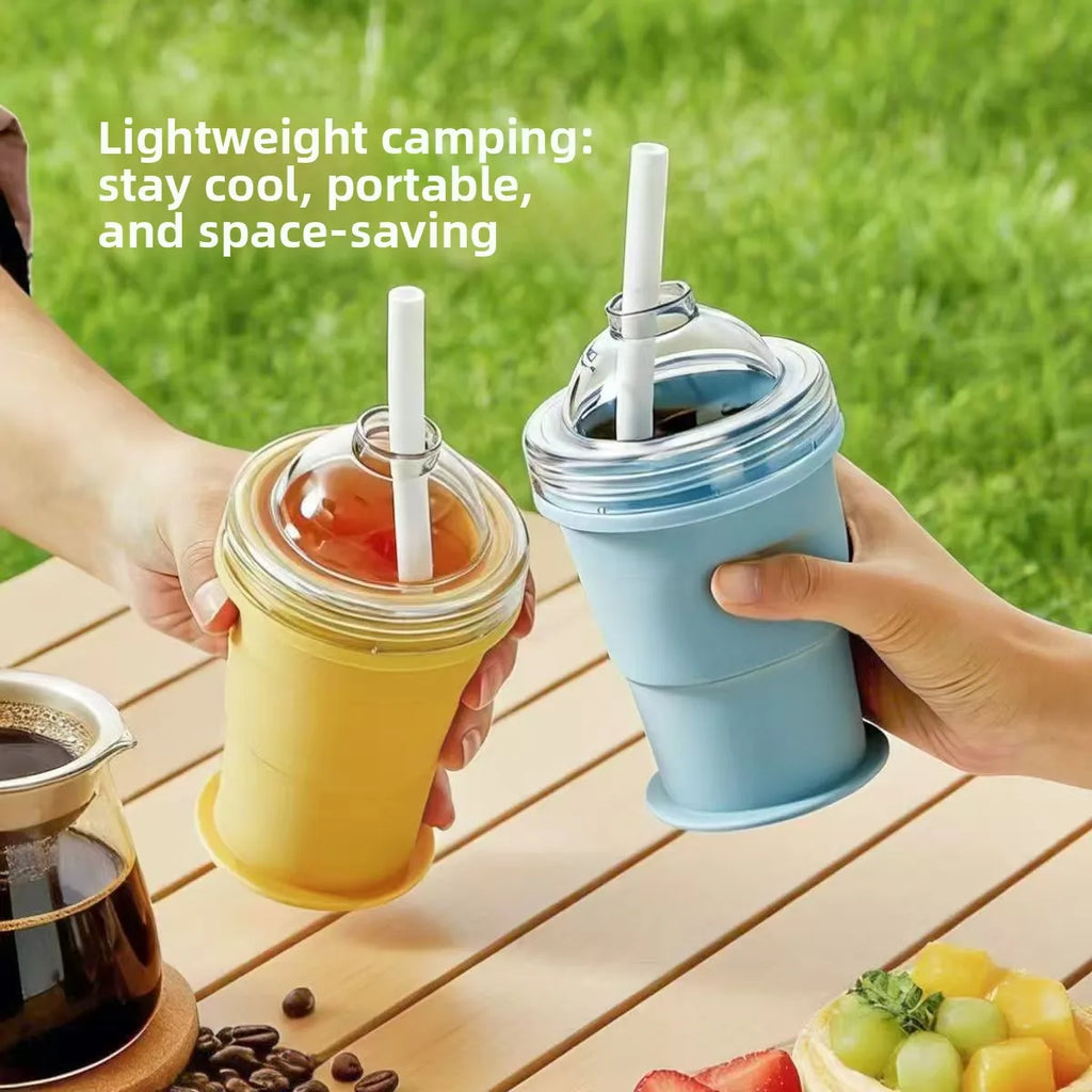 Foldable Silicone Ice Ball Maker Cup Ice Mold for Whiskey Cocktails Large Sphere Easy Release Reusable Freezer Travel Mug Oasis Select