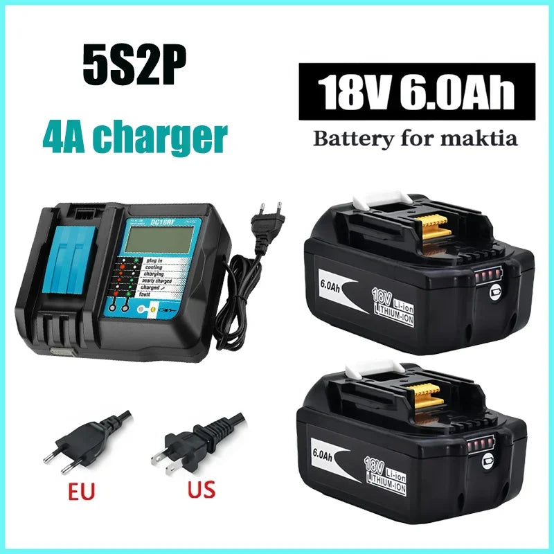 Super For Makita 18v 6000mAh Rechargeable Power Tools Battery With Led Li-ion Replacement Lxt Bl1860b Bl1860 Bl1850+3A Charger Oasis Select