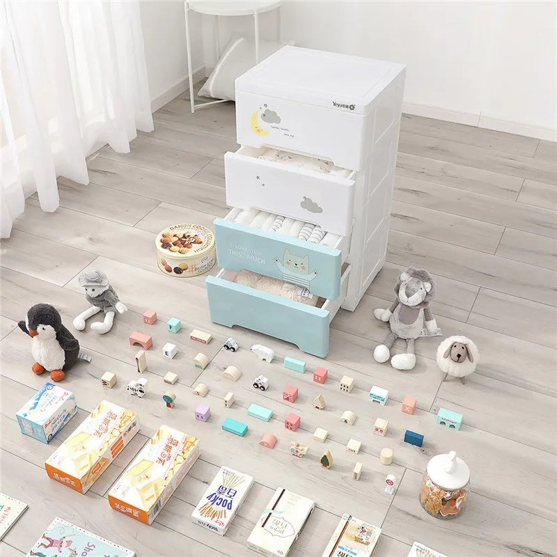 Baby clothes storage cabinet Household double door children's wardrobe Plastic baby toys clothing drawer storage cabinet Oasis Select