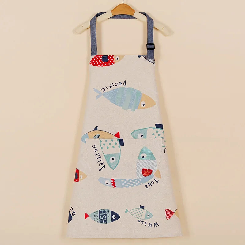 1PC Aprons Fashion Cotton Fabric Waterproof Thickened Dirt Resistant Kitchen Apron and Home Work Clothes Gardening Work Clothing Oasis Select K OneSize