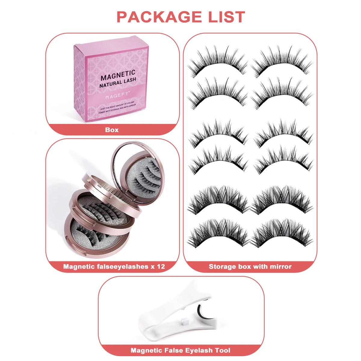 MAGEFY 3 Pairs Magnetic Eyelashes with Applicator Glue Free Reusable Magnetic Lashes Multiple Styles Natural Anime Magnetic Lash Oasis Select