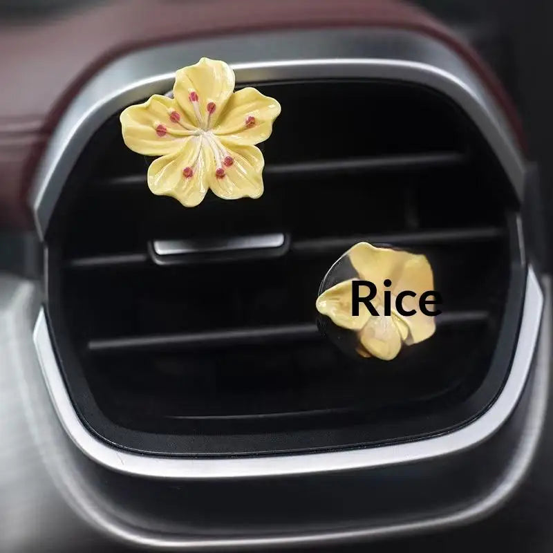 2pcs Car Perfume Clip Flower Air Outlet Decorations Car Air Conditioner Air Vent Personalized Interior Decoration Accessories Oasis Select Yellow