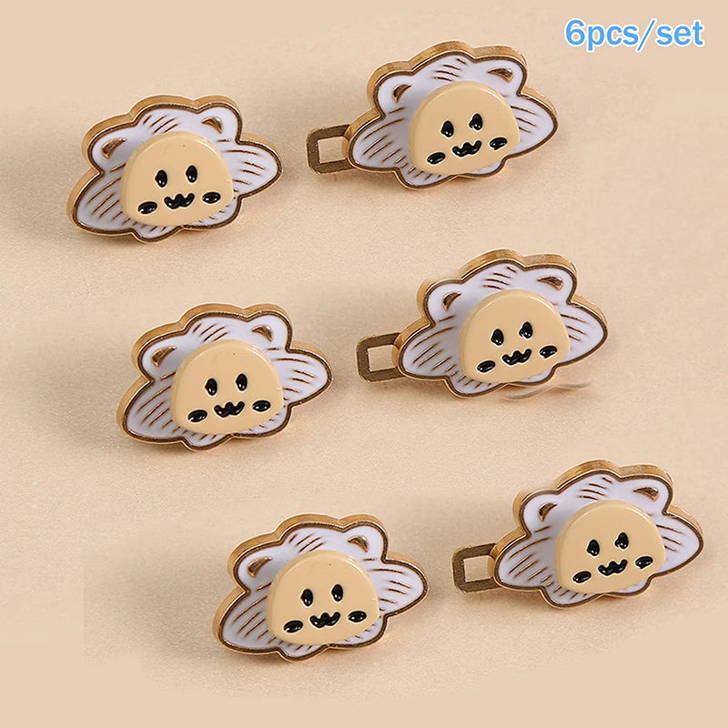 6Pcs Cartoon Lion Waist Cincher Waist Slimming Tool Pants Clips Detachable Metal Buttons Waist Tightener Clothing Accessories Oasis Select White