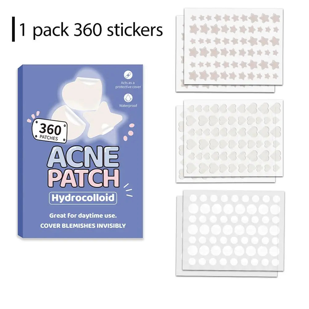 Pimple Patches for Face 360 Counts, Cute Stars Hearts Dots Hydrocolloid Acne Patches for Breakouts Zit Patches Pimple Skin Care Oasis Select blue-360counts