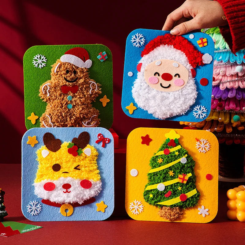 Christmas Decoration Children's Handmade Non woven Fabric Sewing Fun Thread Drawing Puzzle DIY Materials Oasis Select