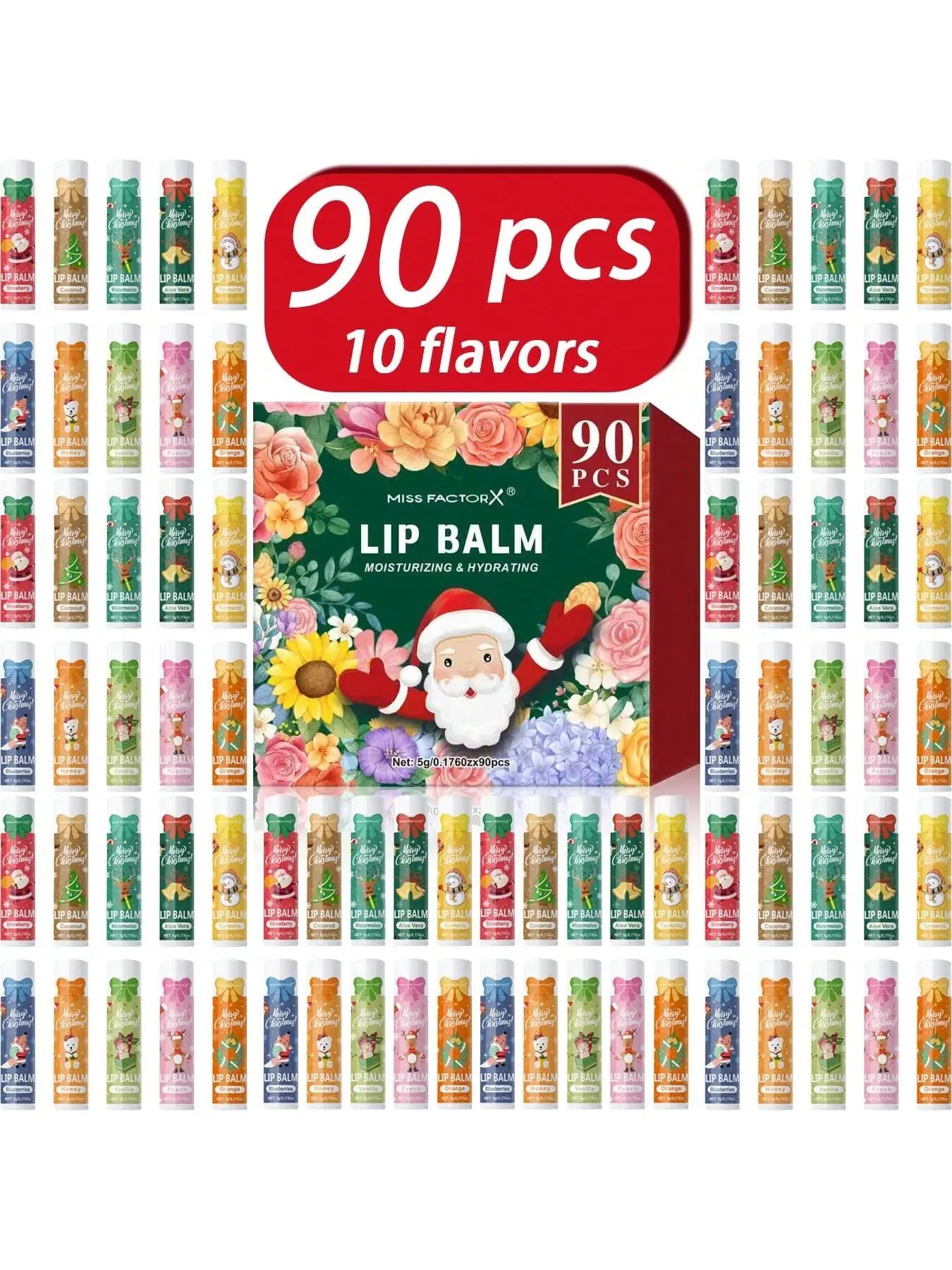 90 pieces/box 10 scented lipstick set Christmas set Moisturizing lips deep moisturizing Christmas gift Oasis Select