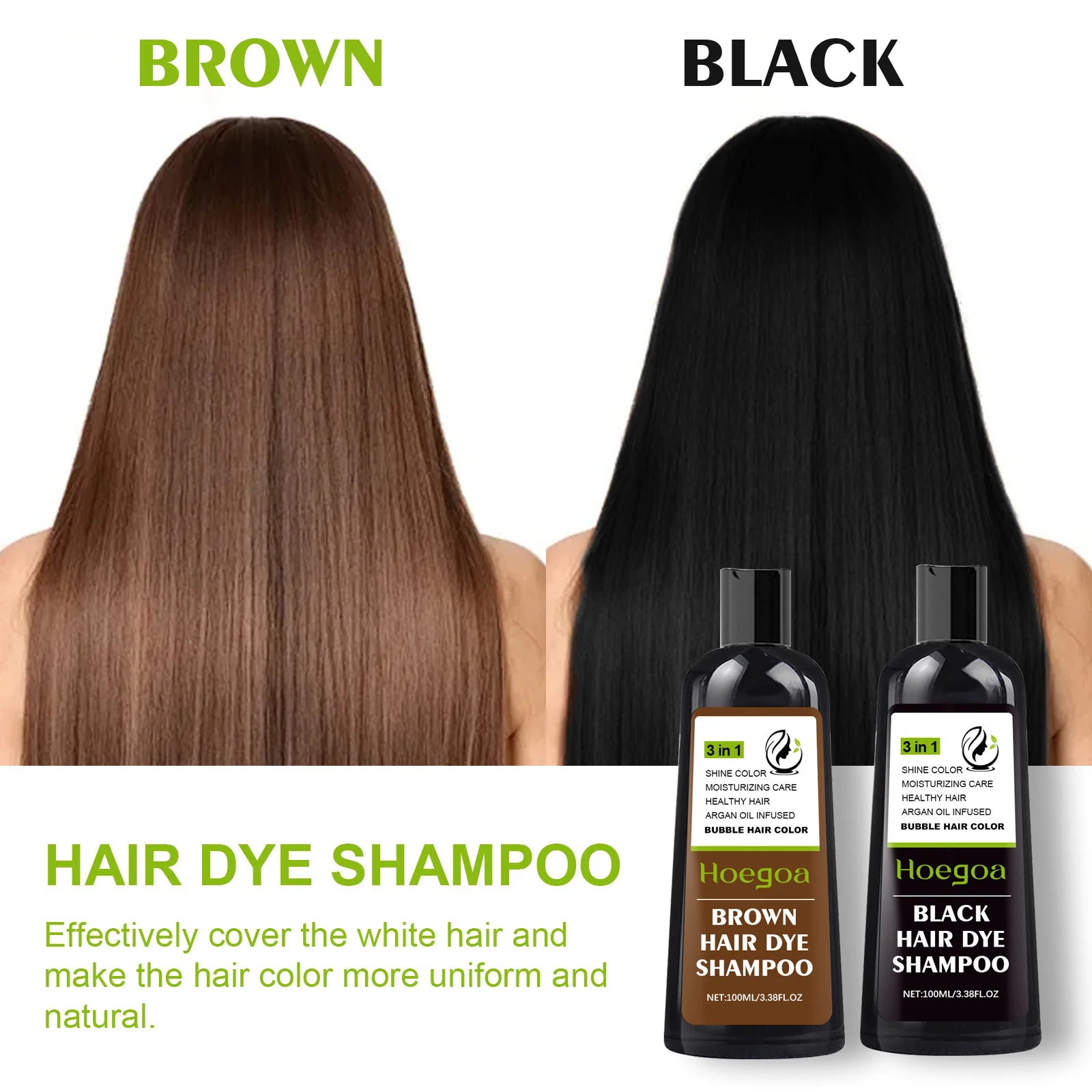 Natural Hair Dye Shampoo Brown Black Hair Dye Cover Gray White Hair Nourish Permanent Color Hair Coloring Shampoo For Women Men Oasis Select