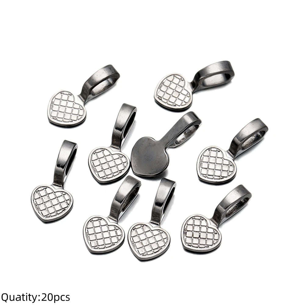 20/50pcs Spoon Glue-on Flat Pad Pendant Bail Oval Scrabble Linking Charm Bails Charm Connector Hangers for DIY Jewelry Making Oasis Select Gun Black
