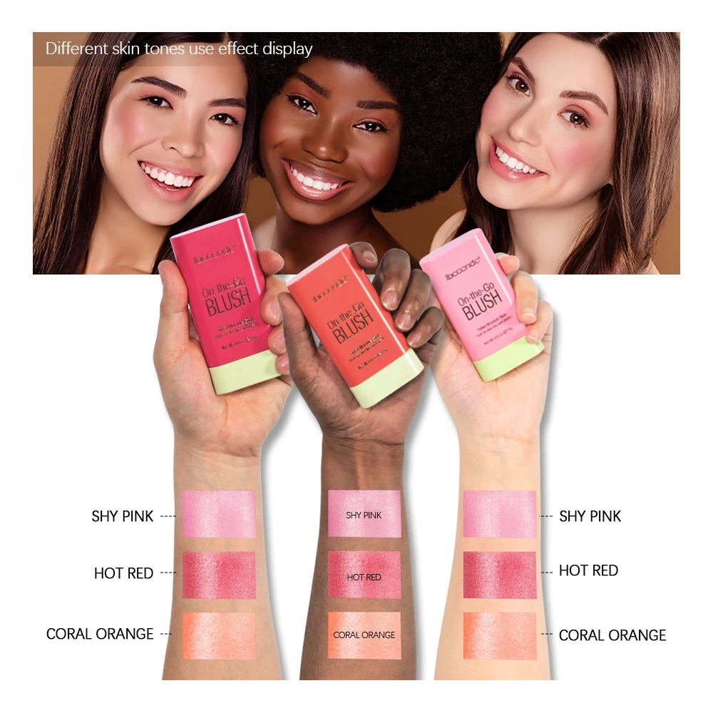 Korean Blush Stick Color Make Up Waterproof Easy Color Rouge Blusher Blusher Cream Rendering Matte High Pigment 3 IN 1 Makeup Oasis Select