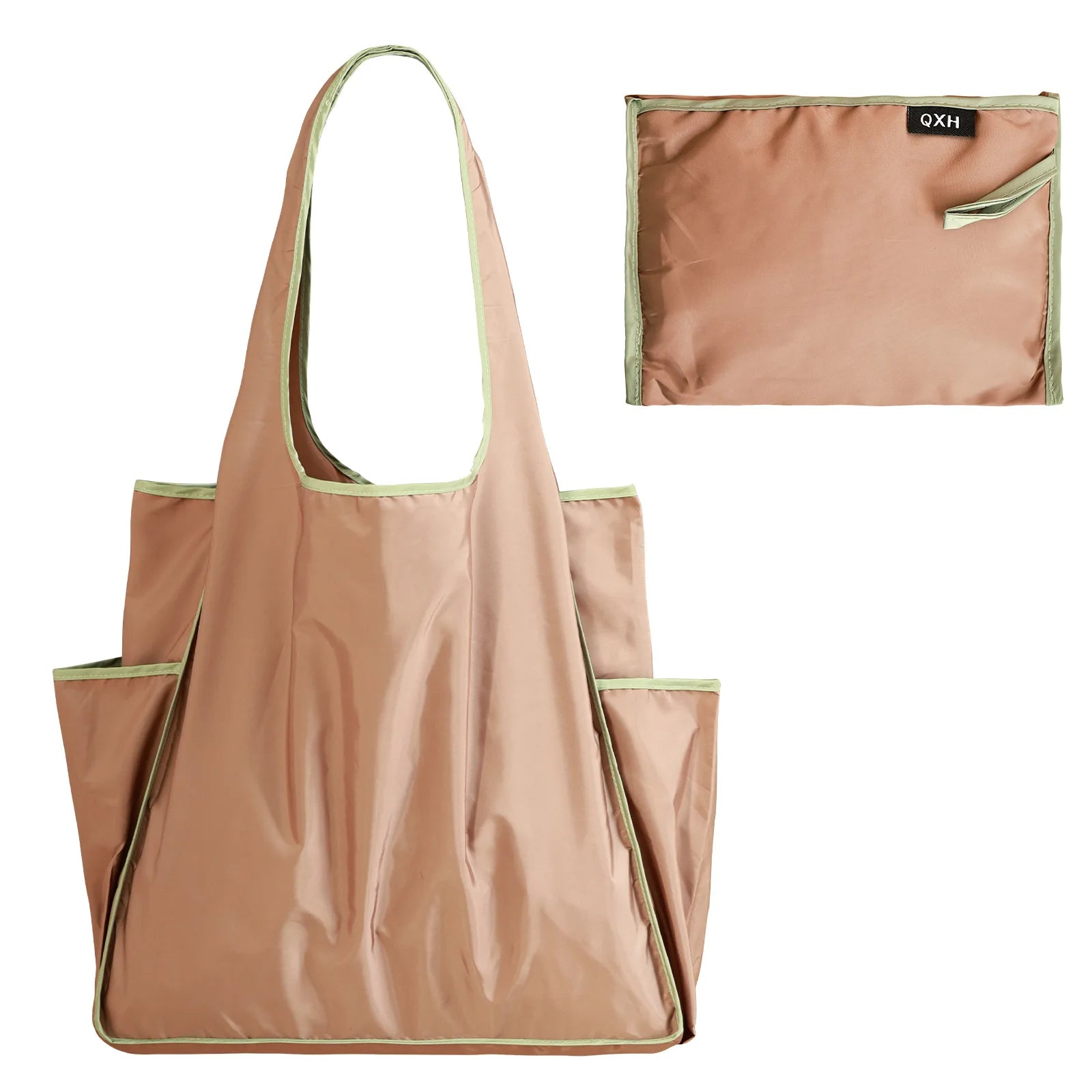 Thick Foldable Shopping Storage Bag Large Capacity Reusable Grocery Bags Eco Friendly Supermarket Waterproof Shoulder Bag Oasis Select Khaki
