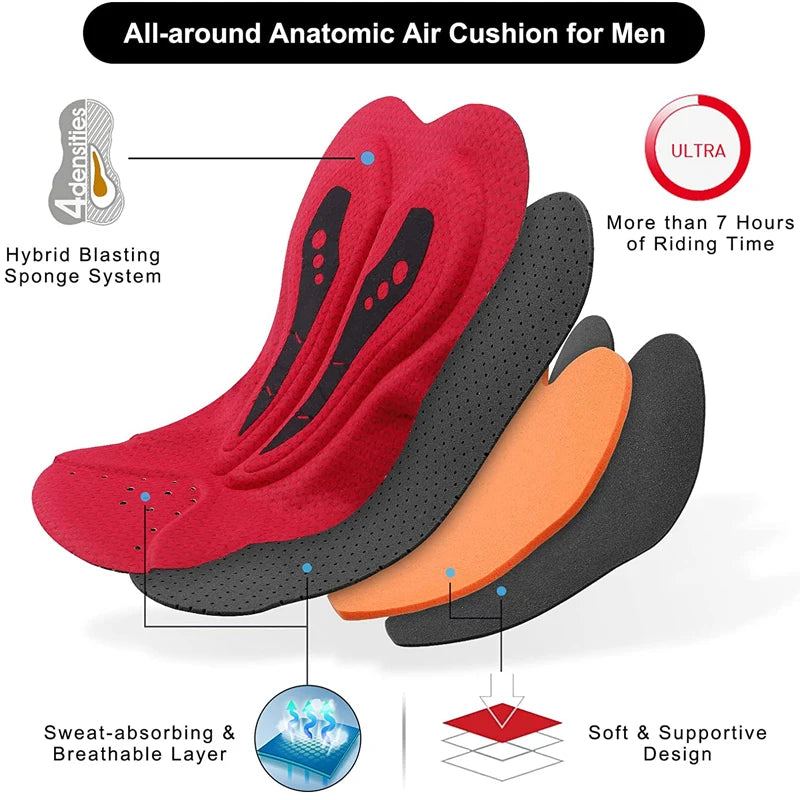 X-TIGER Cycling Bib Shorts Men's 5D Padded Bike Bibs Biking Tights With Pockets Triathlon Pro Licra UPF50+ Bicycle Shorts Oasis Select