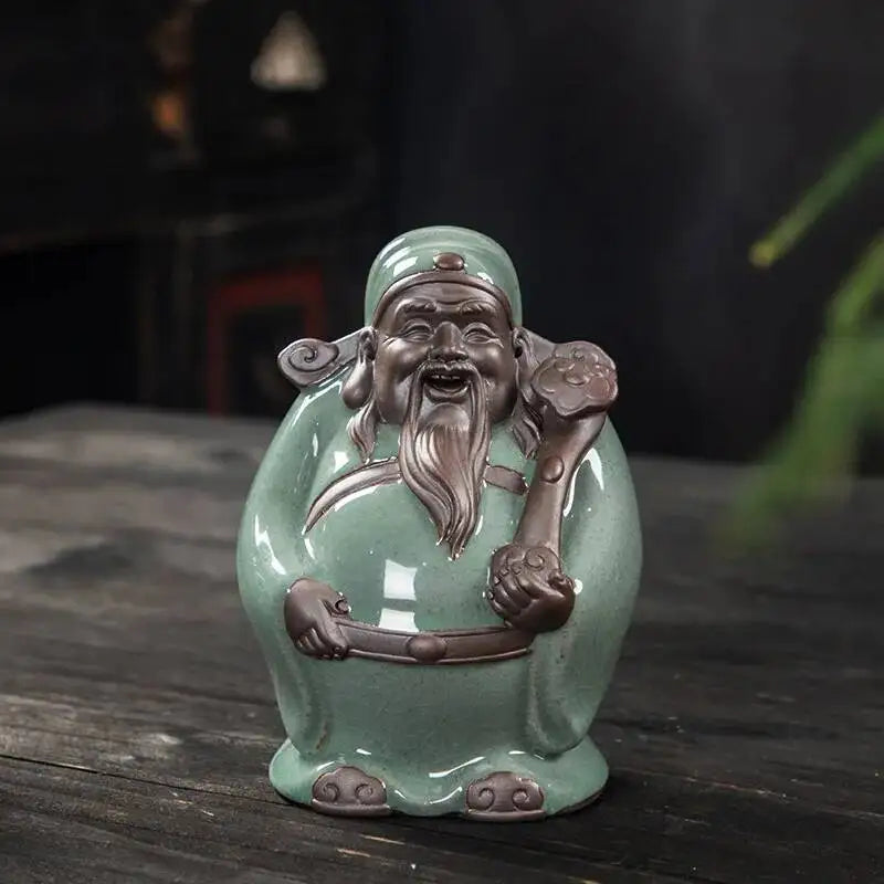 Ceramic Fortune God Feng Shui Wealth-Attracting Tea Pet Ceramic Home Entrance Decoration Birthday Gift Oasis Select 2