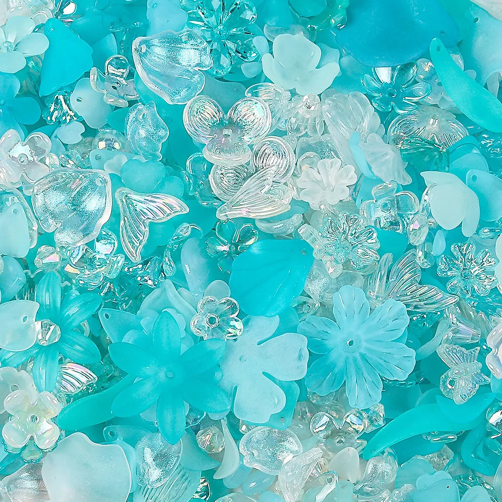 20g/100g Acrylic Assorted Beads Flower Star Butterfly Candy Acrylic Kawaii Beads for DIY Keychain Bracelets Jewelry Making DIY Oasis Select Sky Blue 100g