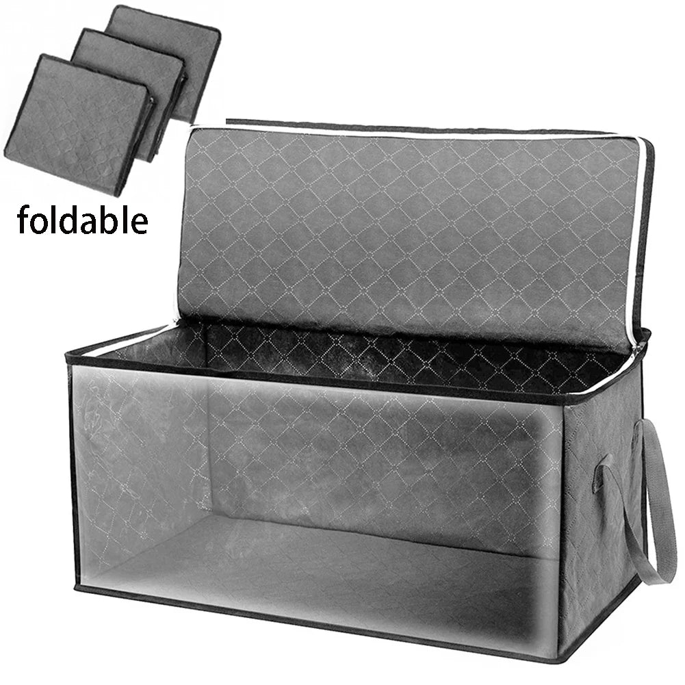 Large Capacity Clothes Storage Bag Non-Woven Foldable Quilt Storage Bag with Lids Zipper Wardrobe Clothing Organizer Sorting Box Oasis Select