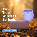 TWS True Wireless Earbuds Half In Ear Bluetooth Headphones Touch Control HiFi Stereo Sport Earphones For Android IOS Oasis Select Purple