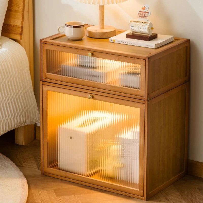 Solid wood bedside table simple retro locker small simple bedroom home 2025 new bedside shelf cabinet Oasis Select