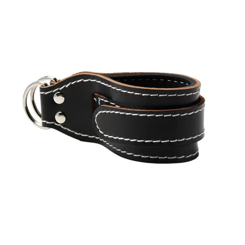 Cowhide Leather Ankle Straps – Adjustable D-Ring Gym Cuffs