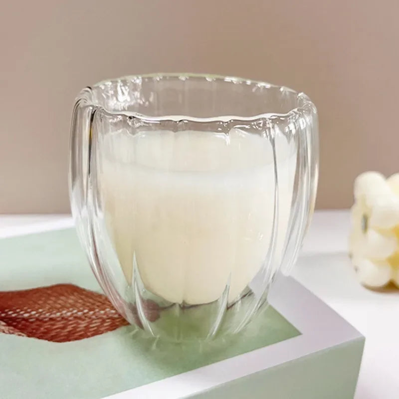250/350/450ml Glass Cup Stripe Double Wall High Borosilicate Heat Resistant Tea Handmade Milk Juice Whisky Espresso Coffee Mug Oasis Select