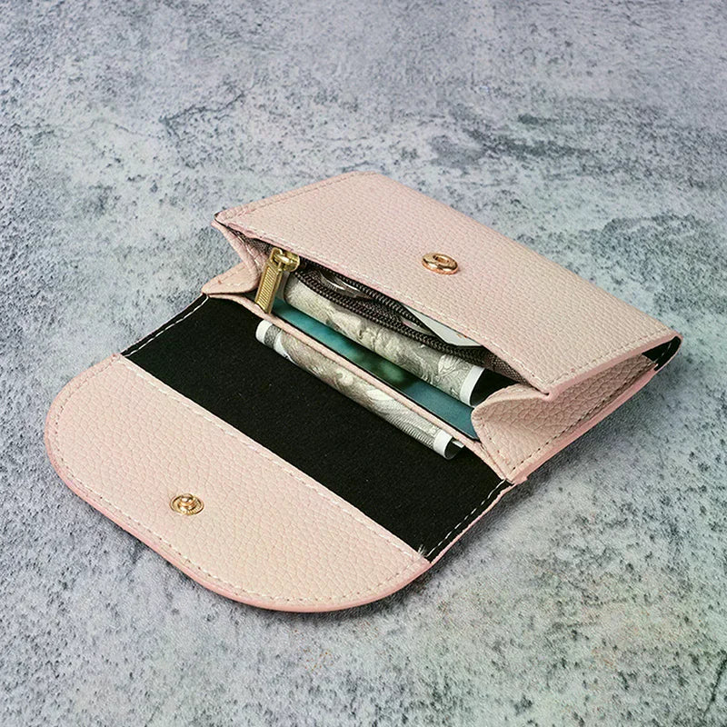 Women Wallets PU Leather Female Purse Mini Hasp Solid Multi-Cards Holder Coin Short Wallets Slim Small Wallet Zipper Hasp Oasis Select