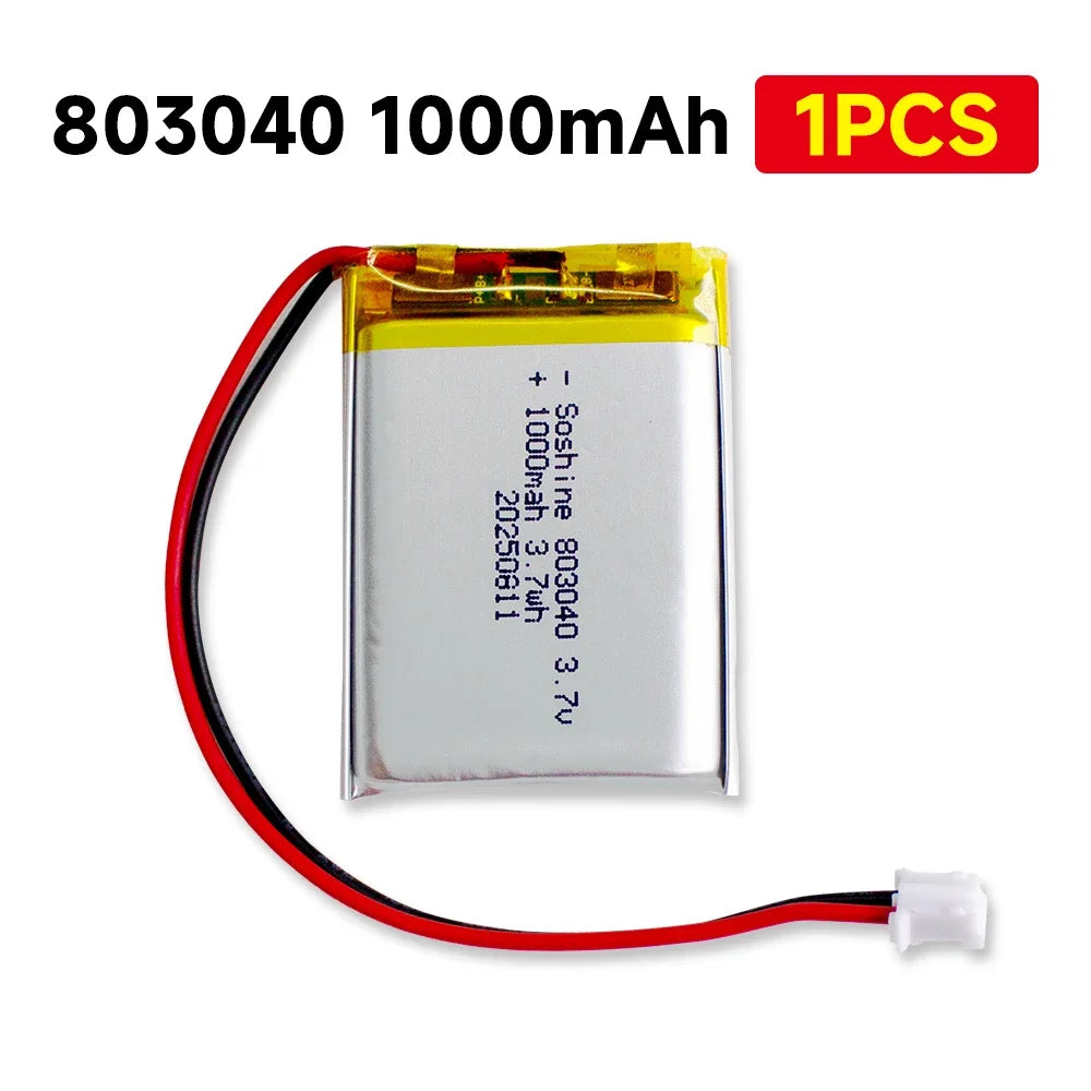 3.7V 803040 1000mAh LIPO Batteries 803040 Lithium Li-Ion Polymer Battery for Remote Control iPod Bluetooth Speaker GPS Oasis Select 803040 battery 1pc