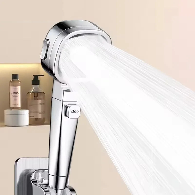 New Bathroom Booster Shower Head, 3 Mode Adjustable Spray, Bathroom Shower System Handheld Shower Head, Silver Shower Head Oasis Select