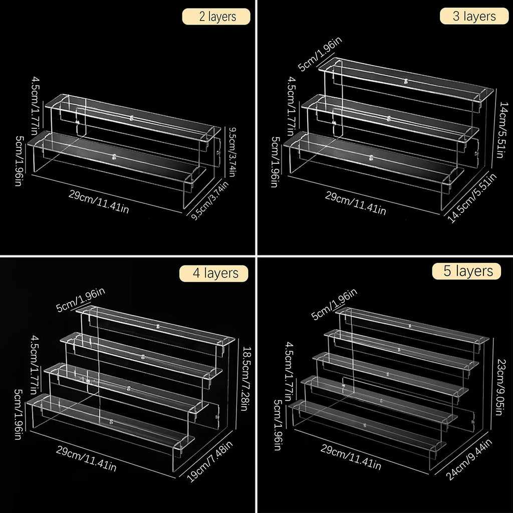 1pc,Transparent acrylic display rack, perfume, doll statue, cosmetics storage rack, ladder display rack Oasis Select