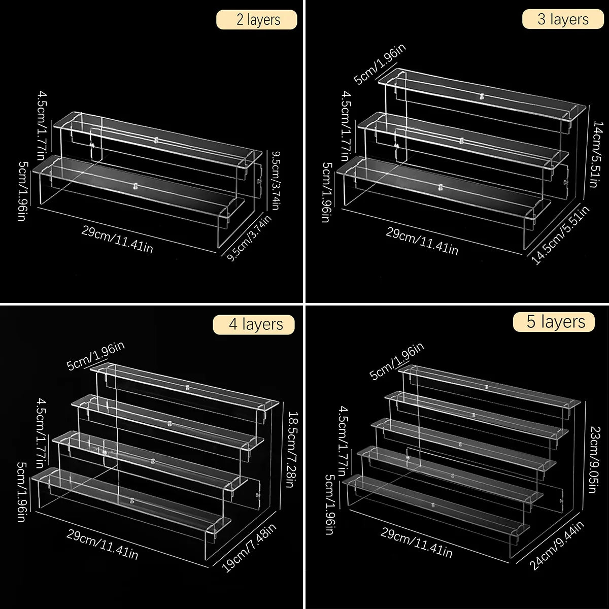 1pc,Transparent acrylic display rack, perfume, doll statue, cosmetics storage rack, ladder display rack Oasis Select