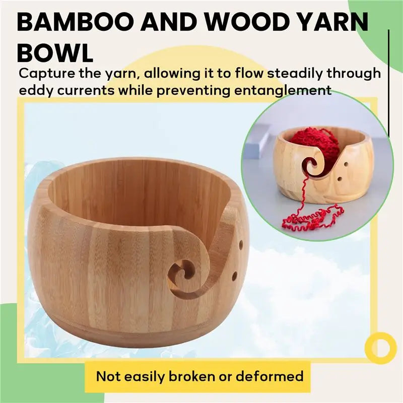 LIKE WISH Wooden Yarn Bowl Yarn Bowls With Lid For Knitting Crochet Yarn Ball Holder For DIY Knitting Crocheting Crochet Kit Oasis Select