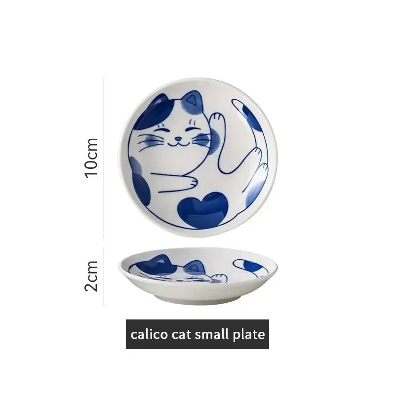 Ceramic Sauce Dishes Sushi Plate Tableware Japanese Style Dessert Creative Cute Cartoon Lucky Cat Pattern Spice Plate Oasis Select 1pc Style D 2x10cm